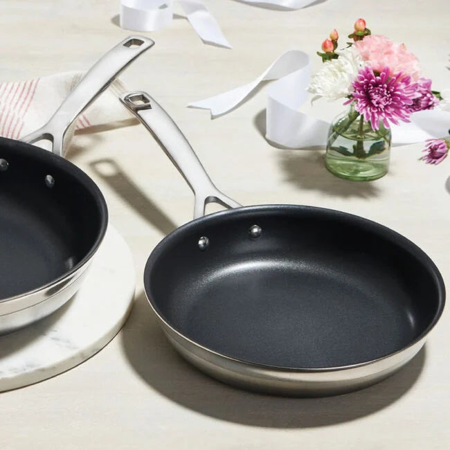 Classic Stainless Steel 2-Piece Non-stick Frying Pan Set