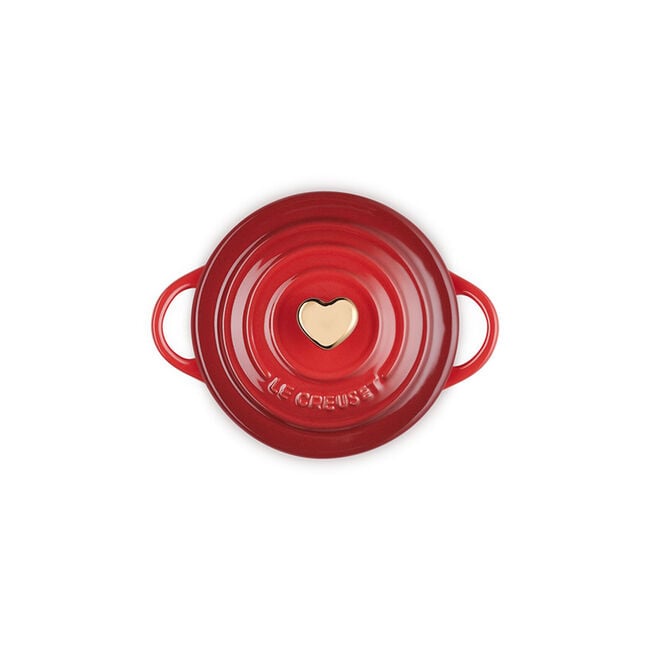 Mini Cocotte with Gold Heart KnobCerise