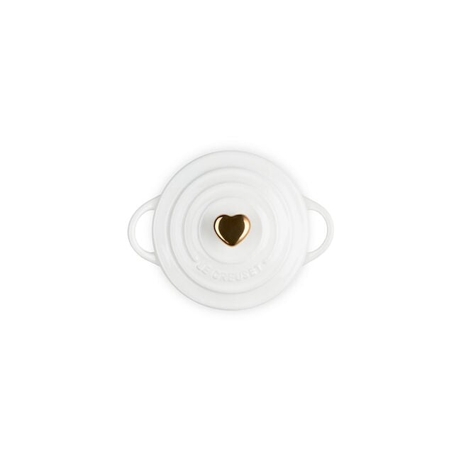 Mini Cocotte with Gold Heart KnobWhite