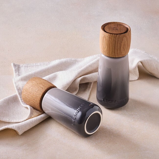 Alpine Salt and Pepper Mills in color oyster stoneware, sold separately 